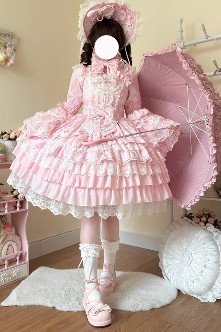 [Love Feather] Multi-Layered Hanayome Bowknot Lace Sweet Gorgeous Lolita Jsk Dress 4 Colors