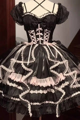 Glaze Fantasy Short Sleeves Ruffle Embroidery Bowknot Sweet Lolita Op Dress 6 Colors