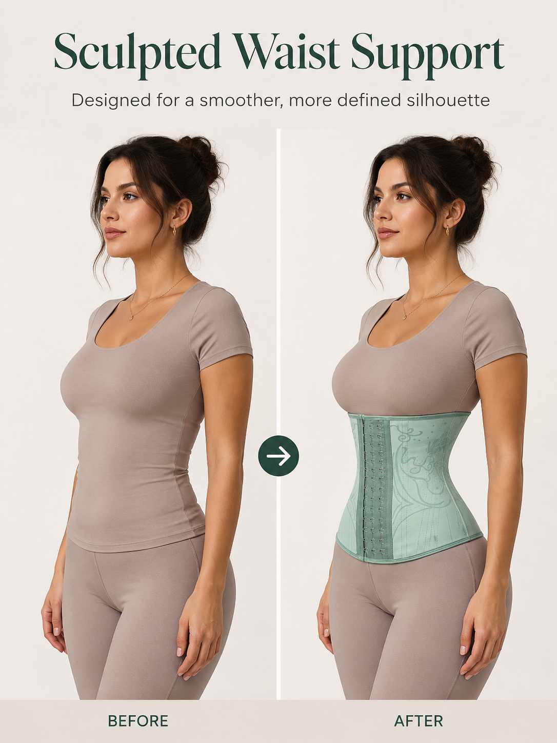 Mint Green Adjustable Hook-and-Eye Waist Trainer Corset
