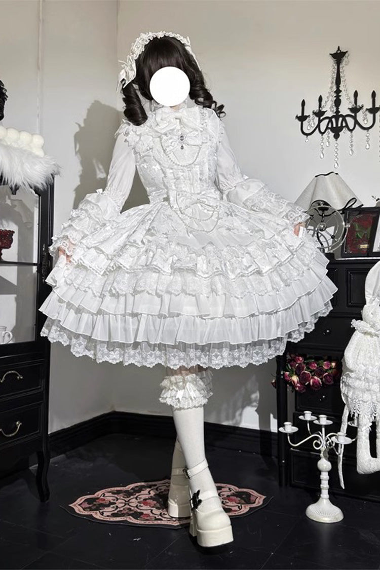 [Love Feather] Multi-Layered Hanayome Bowknot Lace Sweet Gorgeous Lolita Jsk Dress 4 Colors