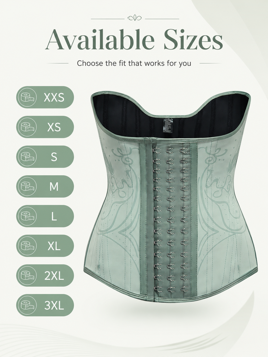 Mint Green Adjustable Hook-and-Eye Waist Trainer Corset