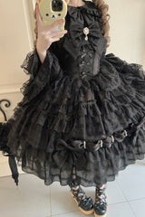 Black [Dream Prologue] Doll Multi-Layered Bowknot Lace Gothic Princess Lolita Dress