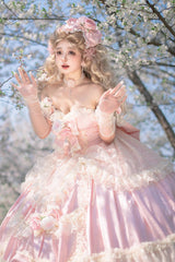 Pink [Love and Roses] Ruffle Hanayome Bowknot Lace Sweet Princess Lolita Jsk Dress