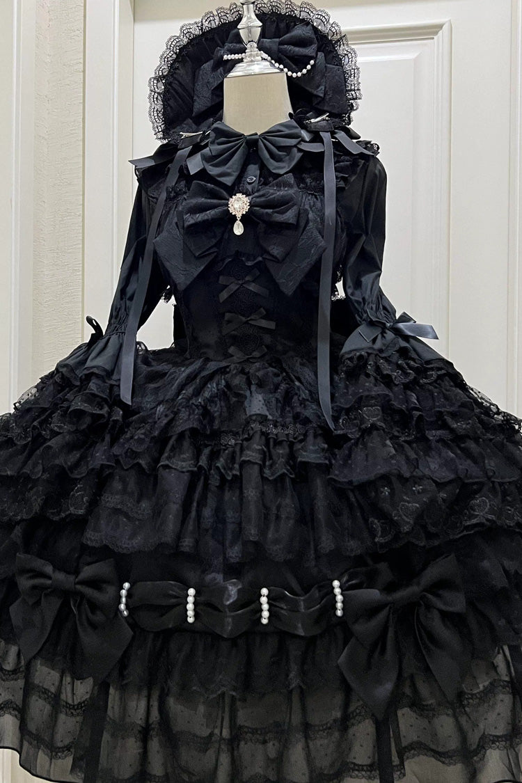 Black [Dream Prologue] Doll Multi-Layered Bowknot Lace Gothic Princess Lolita Dress