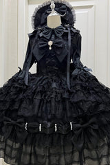 Black [Dream Prologue] Doll Multi-Layered Bowknot Lace Gothic Princess Lolita Dress