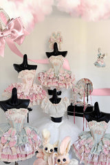[Ribbon Dance] Multi-Layered Ruffle Bowknot Lace-Up Sweet Princess Lolita Dress 3 Colors