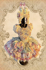 [Ribbon Dance] Multi-Layered Ruffle Bowknot Lace-Up Sweet Princess Lolita Dress 3 Colors