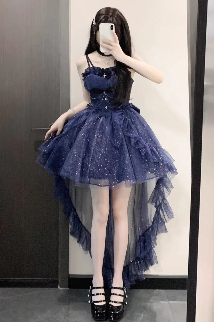 Blue Cardigan Sweet Elegant Princess Lolita Jsk Dress Set