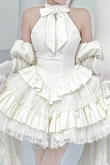 Desire Snake Halterneck Multi-layer Ruffle Lace Gothic Lolita Dress 2 Colors
