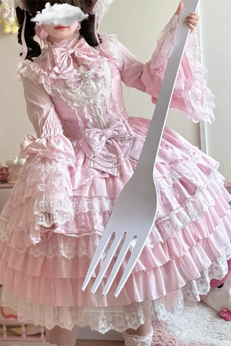 [Love Feather] Multi-Layered Hanayome Bowknot Lace Sweet Gorgeous Lolita Jsk Dress 4 Colors