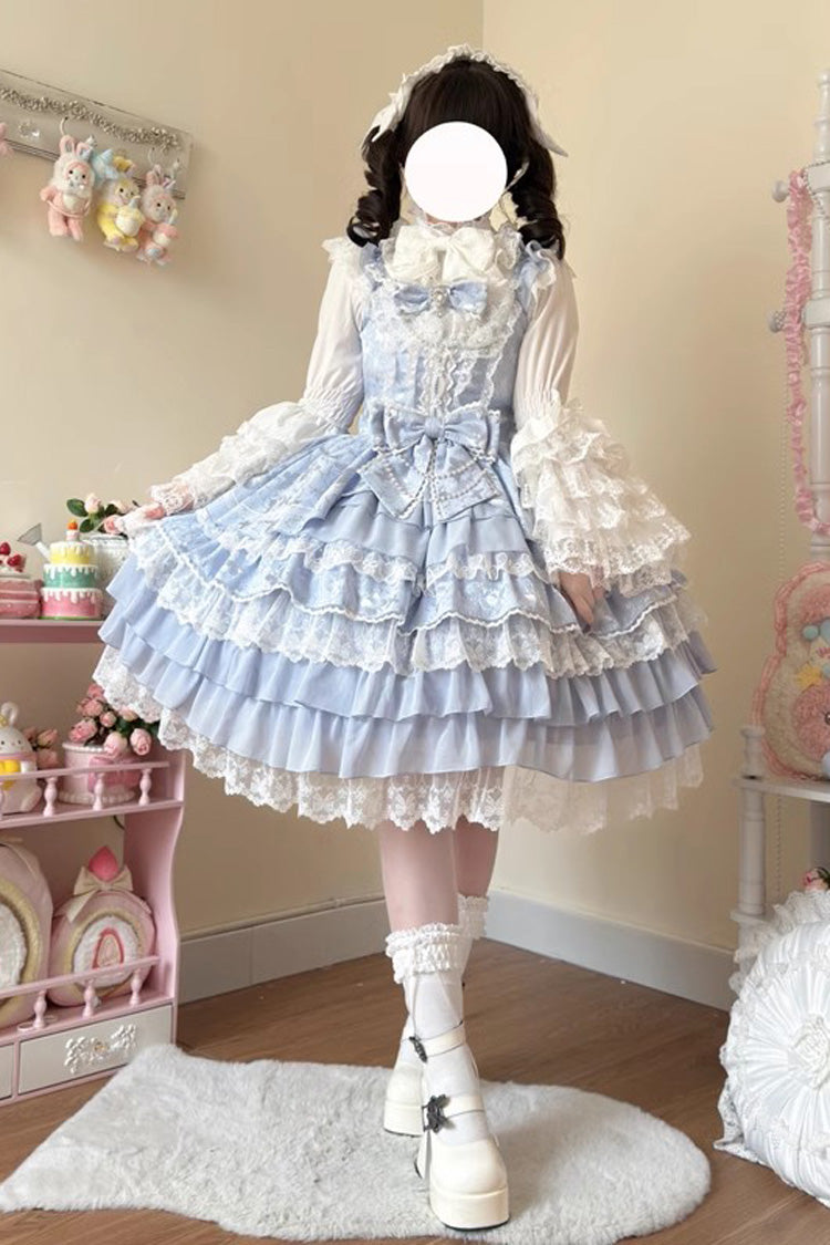 [Love Feather] Multi-Layered Hanayome Bowknot Lace Sweet Gorgeous Lolita Jsk Dress 4 Colors