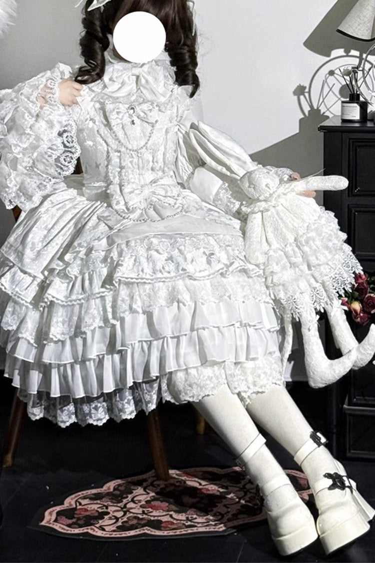 [Love Feather] Multi-Layered Hanayome Bowknot Lace Sweet Gorgeous Lolita Jsk Dress 4 Colors