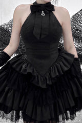 Desire Snake Halterneck Multi-layer Ruffle Lace Gothic Lolita Dress 2 Colors