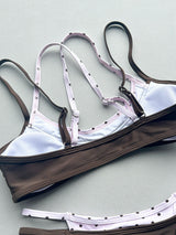 Active Polka Dot String Cheeky Double Layer Crop Two Piece Bikini Set