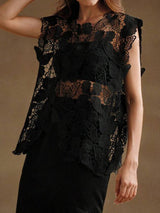 Asymmetrical Sleeveless Beach Butterfly Crochet Knit Cover Up