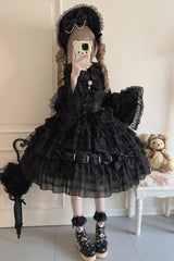 Black [Dream Prologue] Doll Multi-Layered Bowknot Lace Gothic Princess Lolita Dress