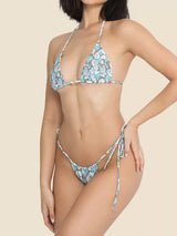 Boho Print Tie Side Cheeky O Ring Triangle Two Piece Bikini Set