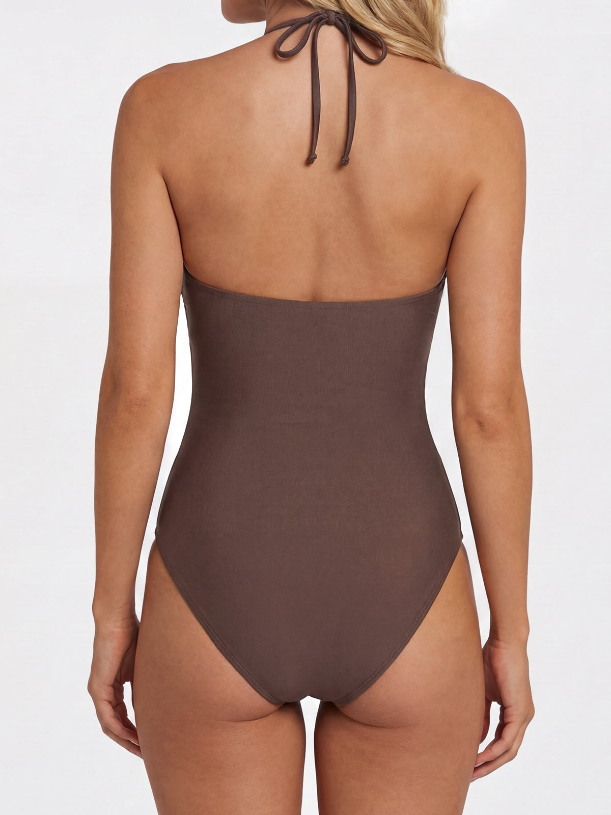 Chic Cutout Front Ruched Criss Cross Halter One Piece Swimsuit