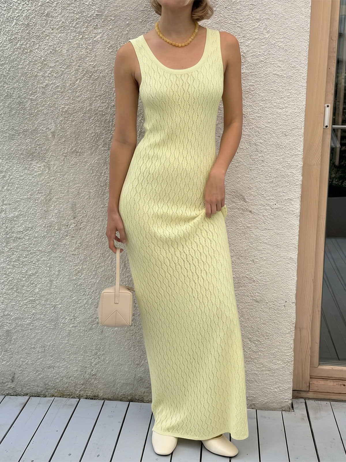 Chic Scoop Neck Sleeveless Beach Crochet Knit Cover Up Maxi Dress