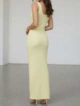 Chic Scoop Neck Sleeveless Beach Crochet Knit Cover Up Maxi Dress