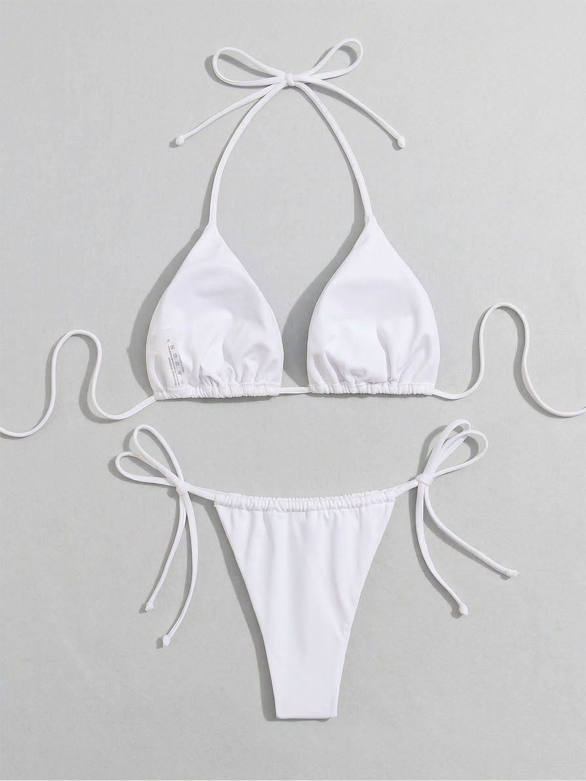 Classic Tie Side Ruched Cheeky Sexy Halter Two Piece Bikini Set