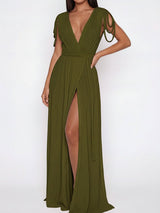 Convertible Braided Strappy Epaulette Shoulder Resort Wrap Maxi Dress