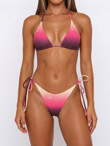 Crystal Gradient Brazilian Scrunch Triangle Two Piece Bikini Set