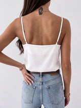 Feminine Scalloped Floral Lace Panel V Neck Resort Cami Tank Top