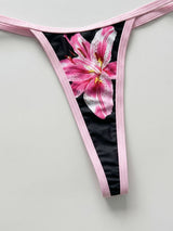Floral Tie Side Sparkly Beaded Minimalist Halter Two Piece Bikini Set