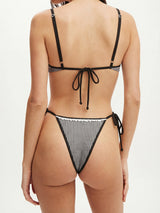 Gingham Ruffle Tie Side Rosette Trim Underwire Two Piece Bikini Set