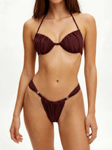 Luxury Gold Ring High Leg Ruched Underwire Two Piece Bikini Set