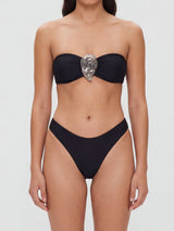 Sparkly Metallic Shell Bandeau Brazilian Cheeky High Cut Two Piece Bikini Set