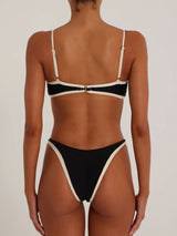 Minimalist High Cut Cheeky Contrast Trim Two Piece Bikini Set