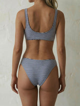 Reversible Print Mid Waist Knotted Front V Neck Two Piece Bikini Set