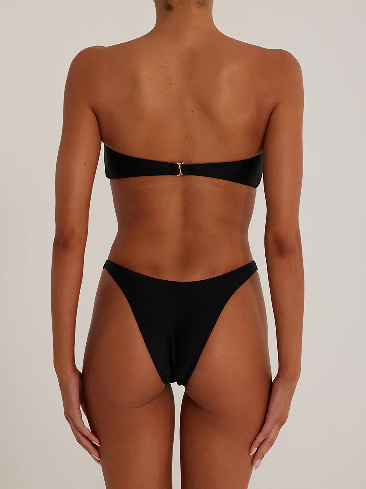 Sparkly High Leg Brazilian Cheeky Knot Front Bandeau Two Piece Bikini Set