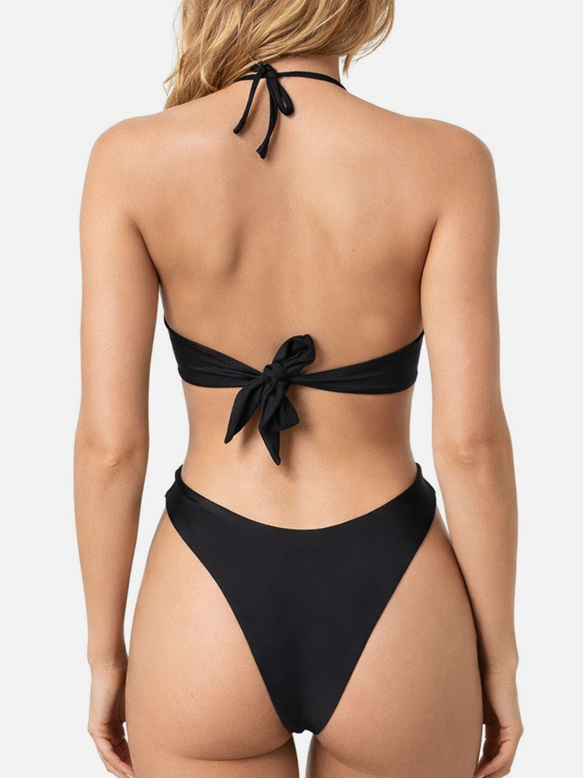 Sexy High Leg Cutout Halter Monokini One Piece Swimsuit