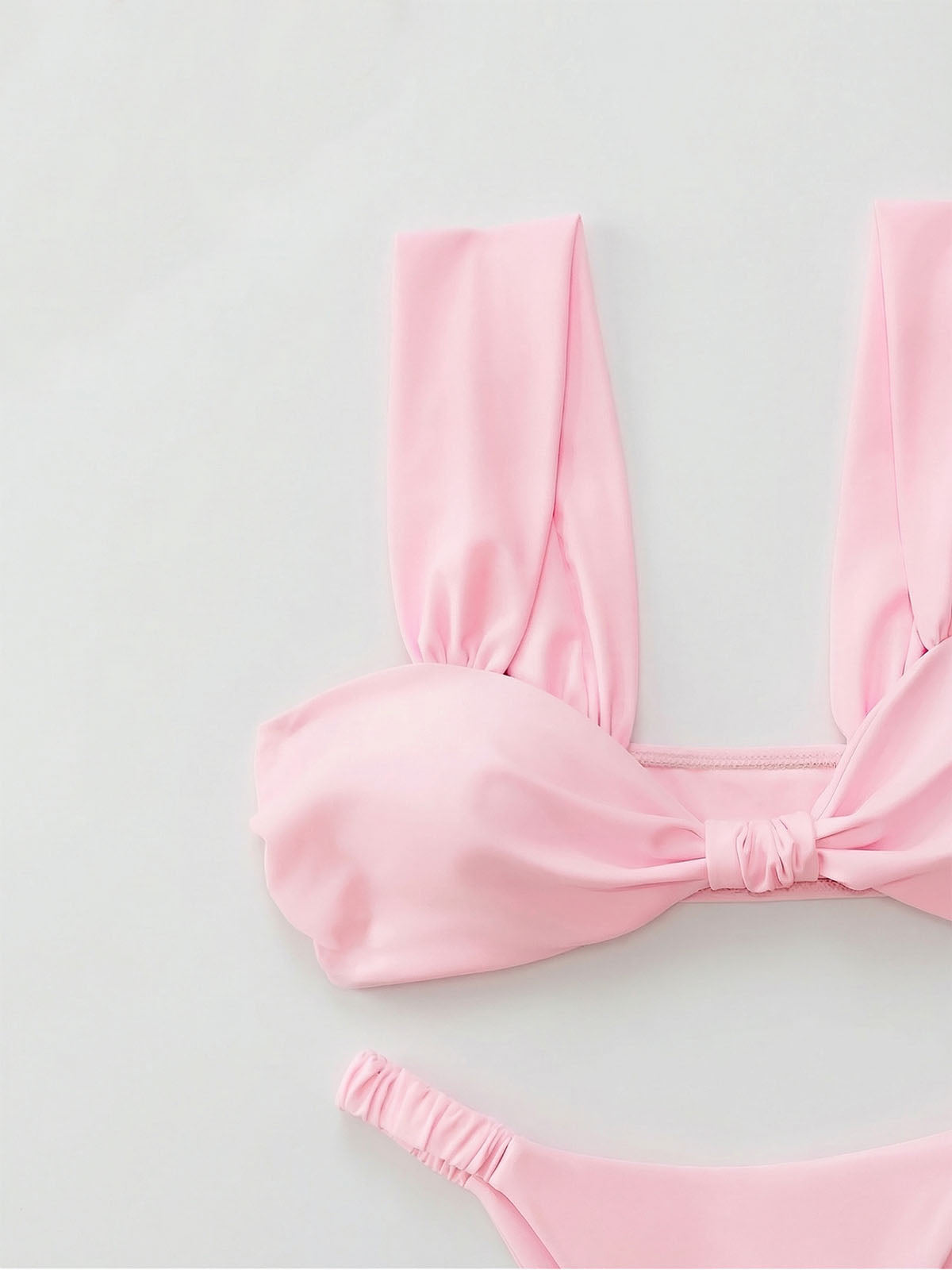 Sexy Scrunch High Cut Cheeky Knotted Front Two Piece Bikini Set