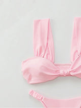 Sexy Scrunch High Cut Cheeky Knotted Front Two Piece Bikini Set