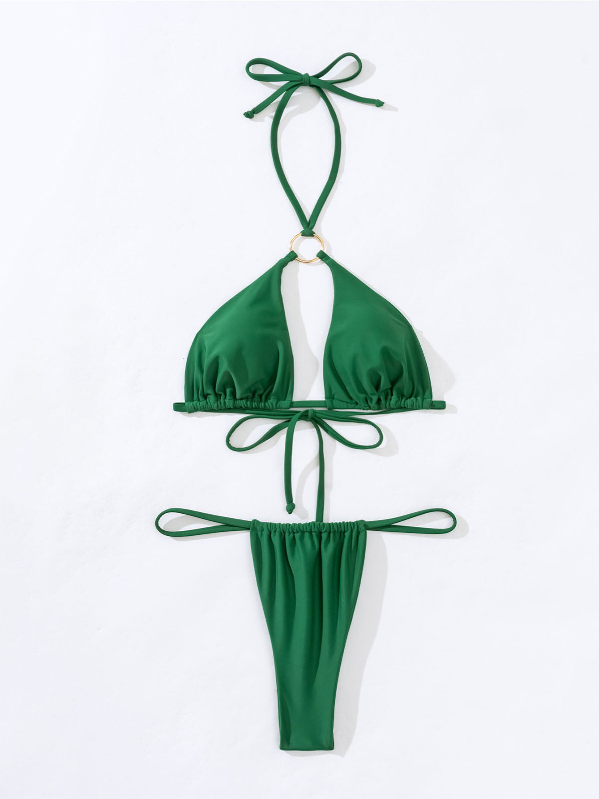 Sexy String Cheeky Sparkly O Ring Halter Two Piece Bikini Set