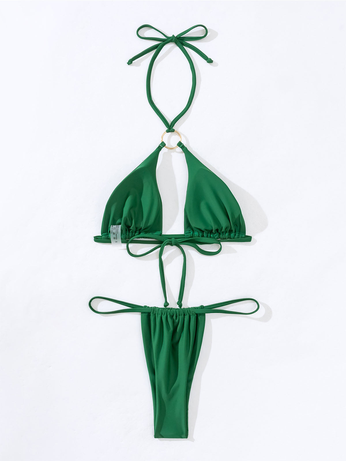 Sexy String Cheeky Sparkly O Ring Halter Two Piece Bikini Set