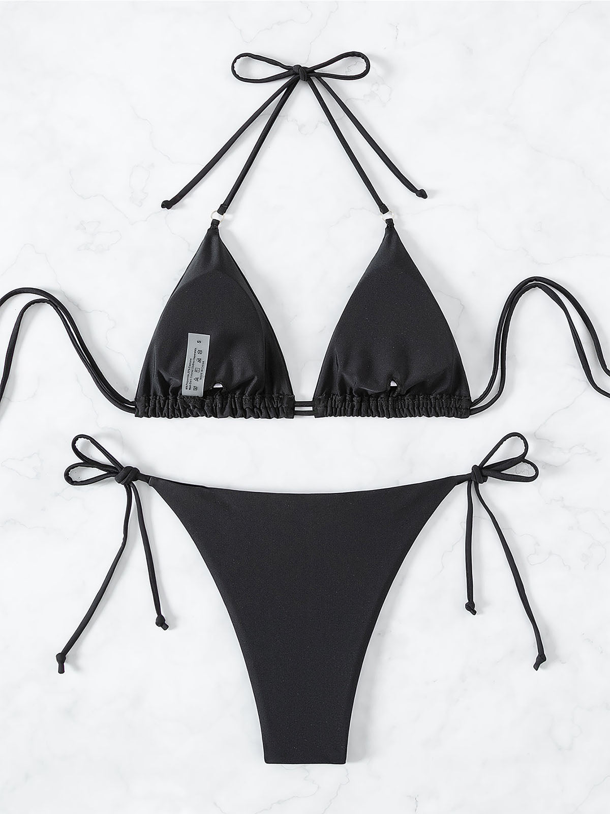 Sparkly Crystal Tie String Cheeky Sexy Halter Two Piece Bikini Set