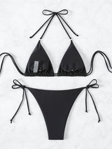 Sparkly Crystal Tie String Cheeky Sexy Halter Two Piece Bikini Set