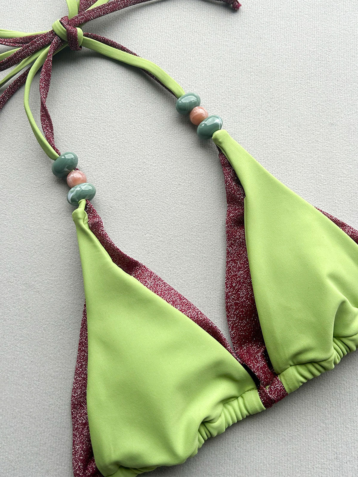 Sparkly Double Layer Halter Beaded Brazilian Two Piece Bikini Set
