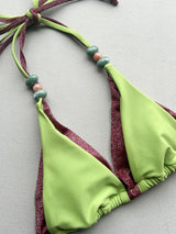 Sparkly Double Layer Halter Beaded Brazilian Two Piece Bikini Set