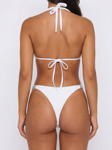 Sparkly Rhinestone Brazilian Cheeky Wrap Halter Two Piece Bikini Set