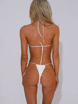 Sparkly Sequin Beaded Tie Side Sexy Triangle Two Piece Bikini Set