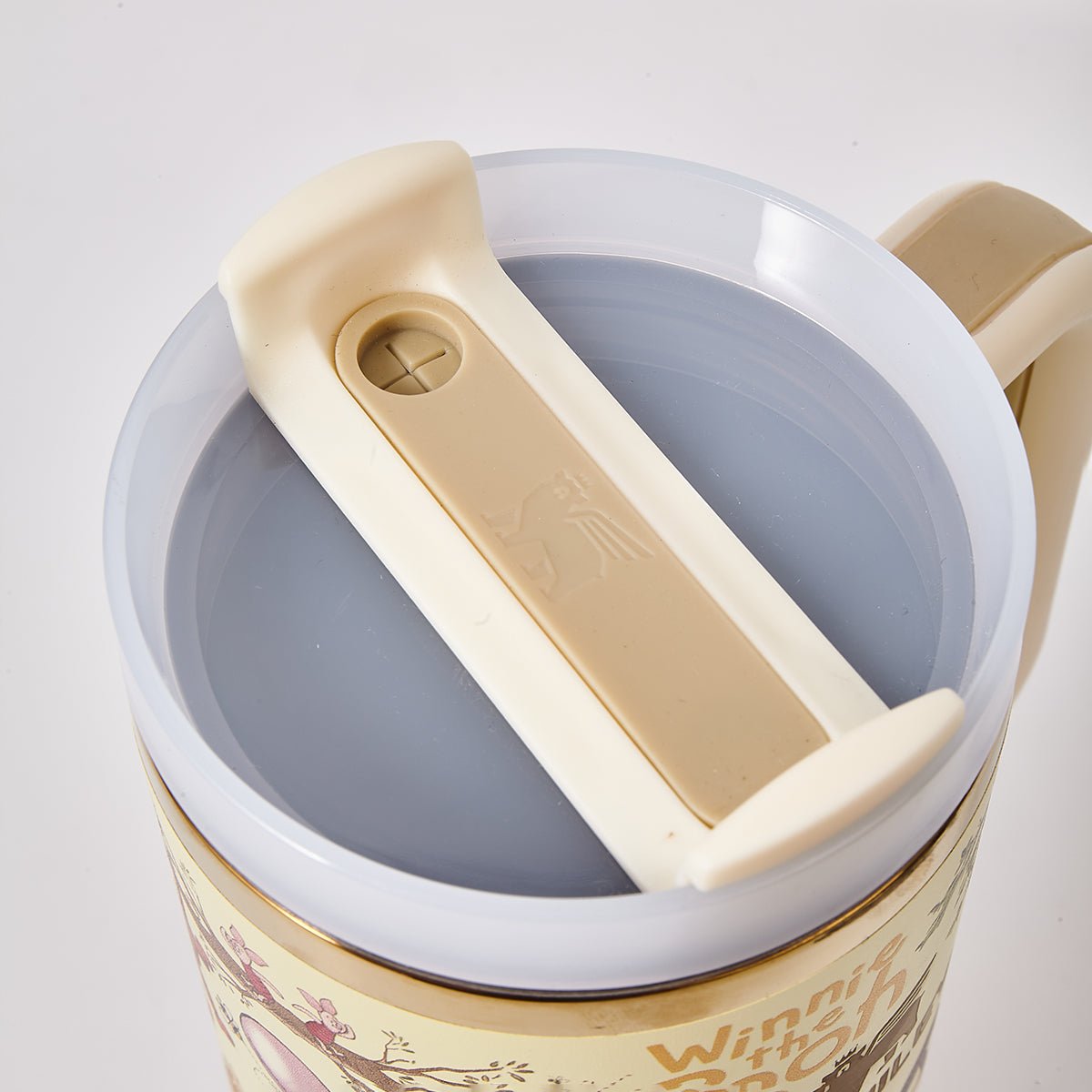 Top view of Winnie the Pooh Stanley tumbler lid
