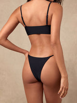 Sparkly Studded High Leg Brazilian Cheeky Square Crop Two Piece Bikini Set