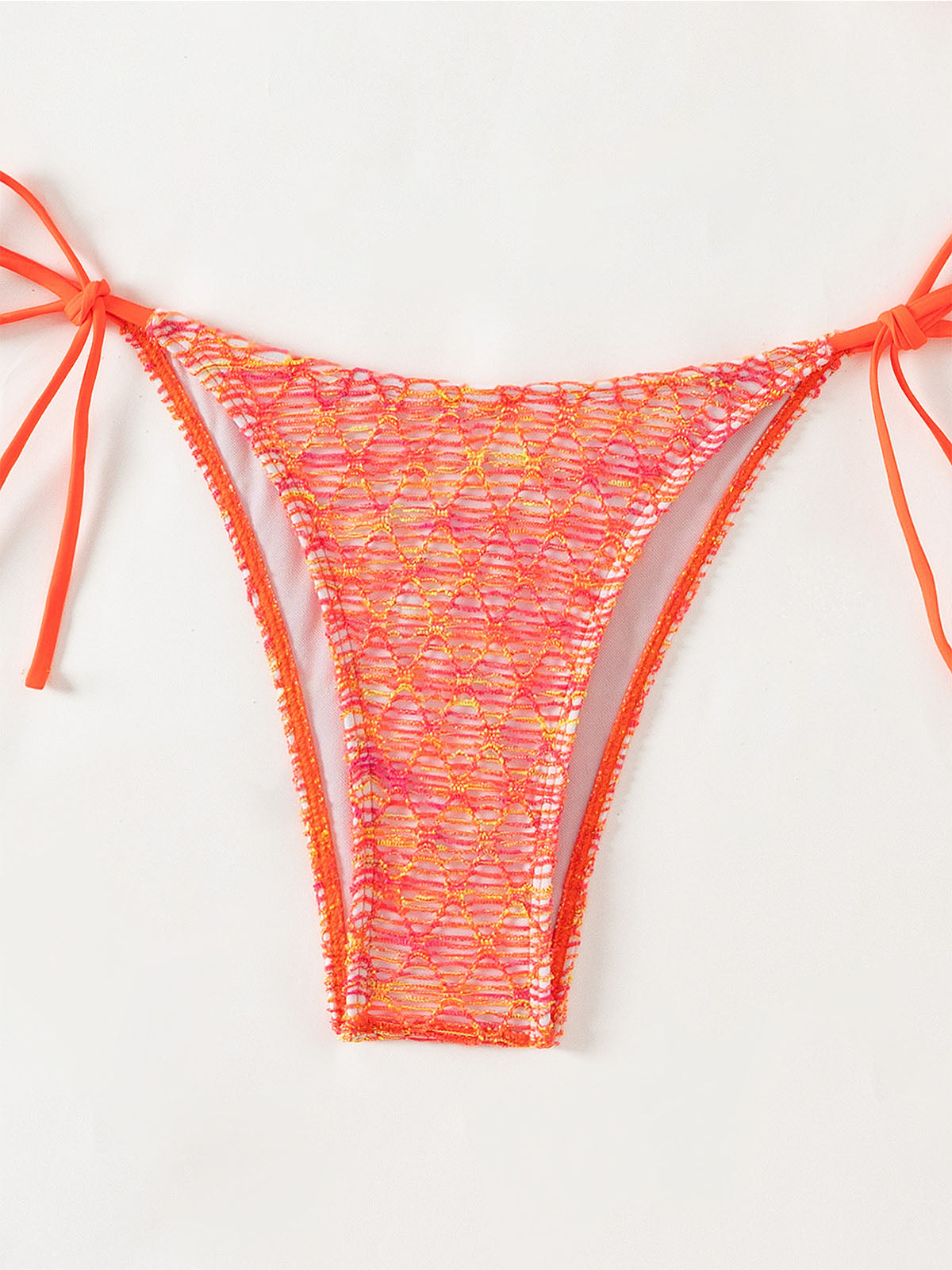 Sunset Crochet Knit Crop Top Tie Side Halter Three Piece Bikini Set