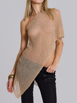 Versatile Boat Shoulder Resort Asymmetrical Oversized Knit Poncho Top